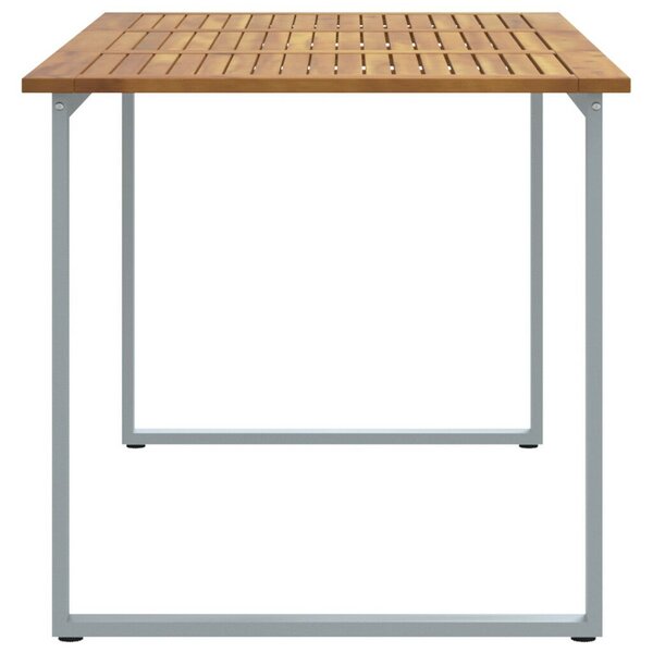 Kültéri Étkezőasztal Szürke 160x80x75 cm Acél és Szilárd Akácfa