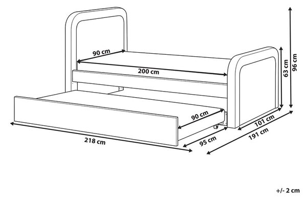 Kihúzható heverő Buklé RAYSSAC 90 x 200 cm Rózsaszín