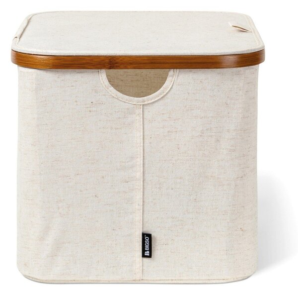 Krémszínű fedeles textil tárolódoboz 40,5x33x30 cm Bamboo/Linen – Bigso