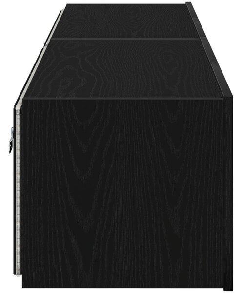 TV Faliszekrény LED Fényekkel 2 db Fekete Tölgy 80x35x31 cm
