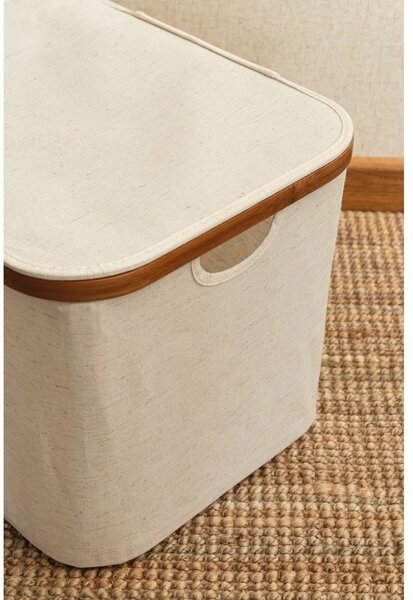Krémszínű fedeles textil tárolódoboz 40,5x33x30 cm Bamboo/Linen – Bigso