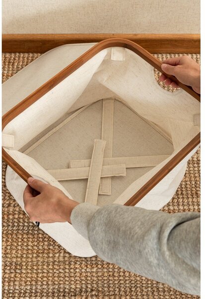 Krémszínű fedeles textil tárolódoboz 40,5x33x30 cm Bamboo/Linen – Bigso