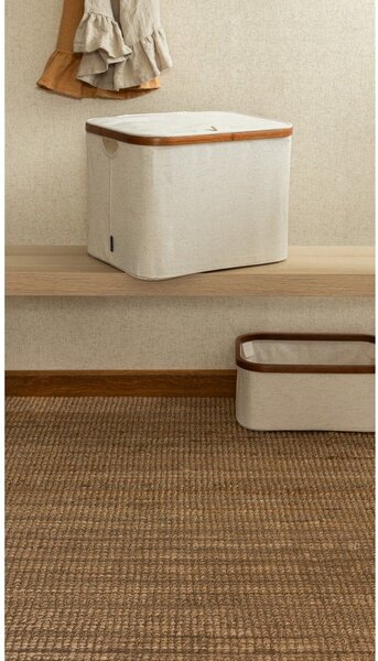 Krémszínű fedeles textil tárolódoboz 40,5x33x30 cm Bamboo/Linen – Bigso