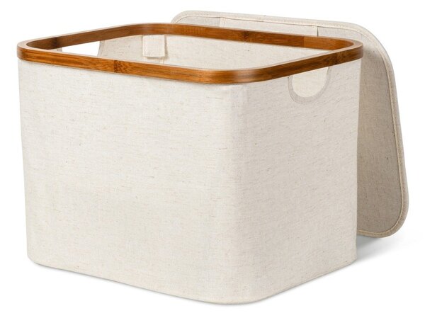 Krémszínű fedeles textil tárolódoboz 40,5x33x30 cm Bamboo/Linen – Bigso