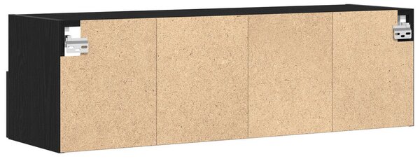 TV Faliszekrények 2 db Fekete Tömörfa 100x30x30 cm Mérnöki Fa