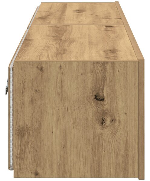 TV Fali Szekrény LED Fényekkel 2 db Kézműves Tölgy 80x35x31 cm