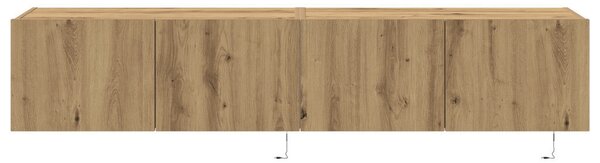 TV Fali Szekrény LED Fényekkel 2 db Kézműves Tölgy 80x35x31 cm