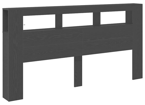 Tároló Fejtámla LED Fénnyel Fekete Tölgy 200x18,5x103,5 cm