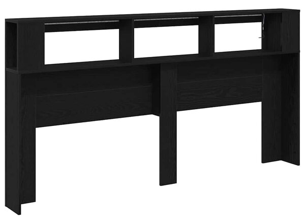 Tároló Fejtámla LED Fénnyel Fekete Tölgy 200x18,5x103,5 cm