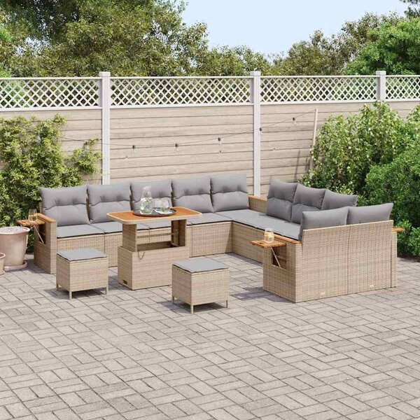 VidaXL Kerti Kanapé Szett 17 pcs Beige és Világosszürke polirattan