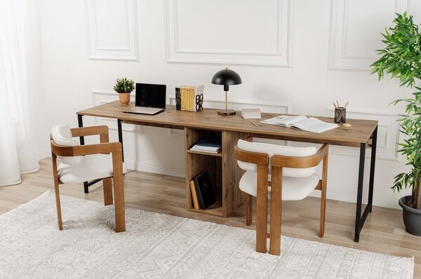 Íróasztal borovi fenyő dekorral 60x240 cm Twin – Kalune Design