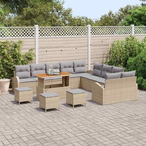 VidaXL Kerti Kanapé Szett párnával 14 pcs Beige és Világosszürke