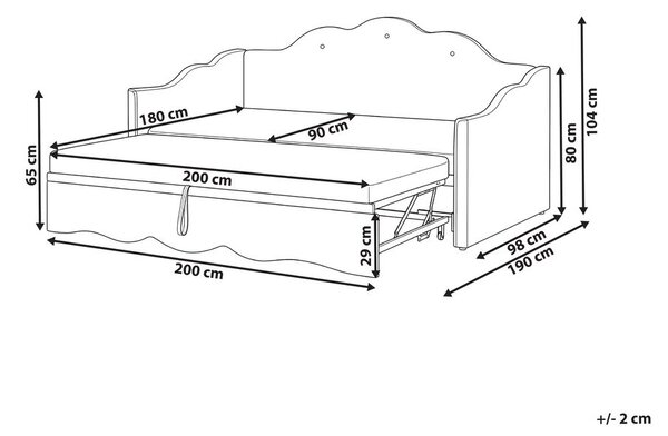 Kihúzható heverő Bársony LORETTE 90 x 200 cm Pasztellrózsaszín