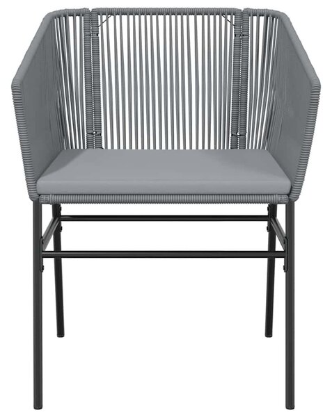 VidaXL 3 részes szürke polyrattan üveg kerti étkezőgarnitúra párnával