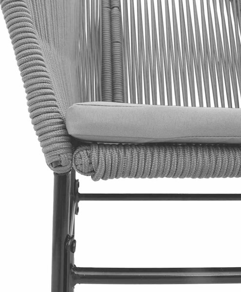 VidaXL 3 részes szürke polyrattan üveg kerti étkezőgarnitúra párnával