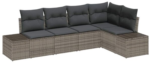 VidaXL Kerti Kanapé Szett tárolóval 5 pcs Szürke polirattan