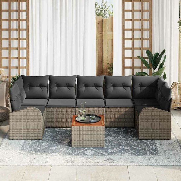 VidaXL Kerti Kanapé Szett tárolóval 8 pcs Szürke polirattan