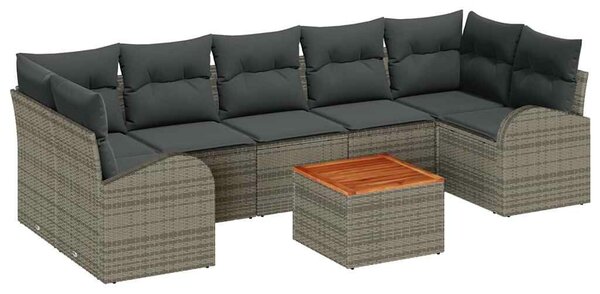 VidaXL Kerti Kanapé Szett tárolóval 8 pcs Szürke polirattan