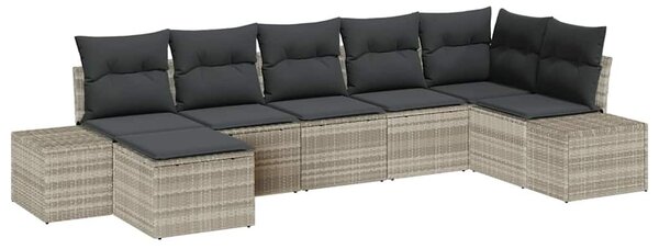 VidaXL Kerti Kanapé Szett párnával 7 pcs Világosszürke polirattan