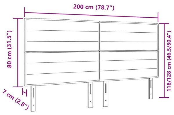 Fejtámla modern dizájn Sötét szürke 200 cm Szövet