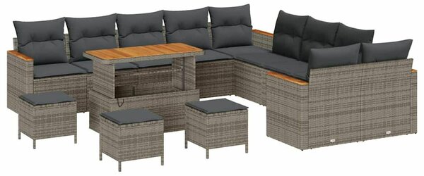 VidaXL Kerti Kanapé Szett párnával 18 pcs Szürke polirattan