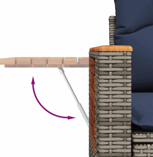 VidaXL 8 részes szürke polyrattan kerti ülőgarnitúra párnával