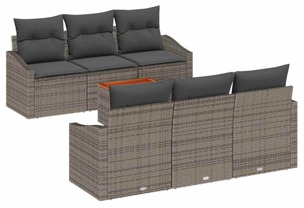 VidaXL Kerti Kanapé Szett tárolóval 7 pcs Szürke polirattan