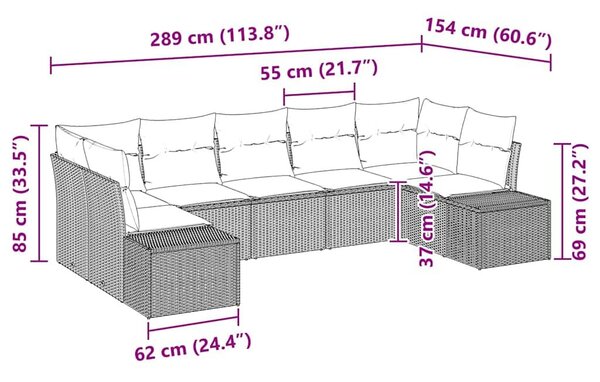 VidaXL Kerti Kanapé Szett 7 db Bézs polirattan