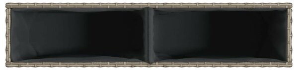 VidaXL 2 db szürke polyrattan kerti ültetőláda 2 cseréppel 90x20x40 cm