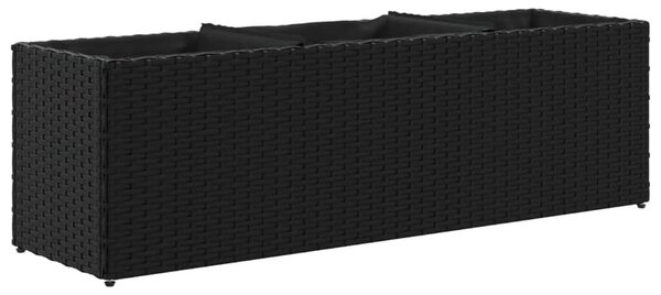 2 db fekete polyrattan kerti ültetőláda 3 cseréppel 105x30x32cm