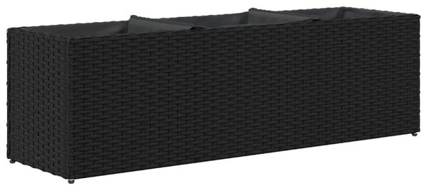 2 db fekete polyrattan kerti ültetőláda 3 cseréppel 105x30x32cm