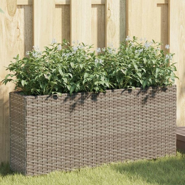 VidaXL 2 db szürke polyrattan kerti ültetőláda 2 cseréppel 90x20x40 cm