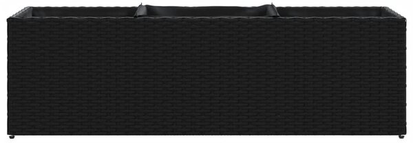 2 db fekete polyrattan kerti ültetőláda 3 cseréppel 105x30x32cm