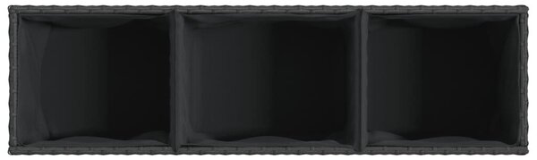 2 db fekete polyrattan kerti ültetőláda 3 cseréppel 105x30x32cm