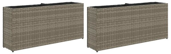 VidaXL 2 db szürke polyrattan kerti ültetőláda 2 cseréppel 90x20x40 cm