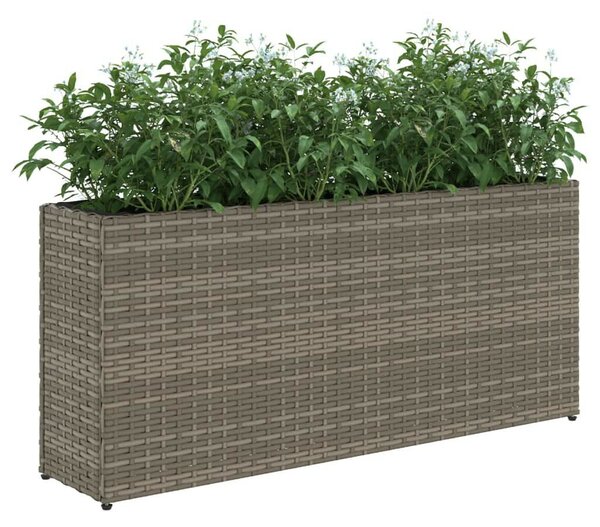 VidaXL 2 db szürke polyrattan kerti ültetőláda 2 cseréppel 90x20x40 cm