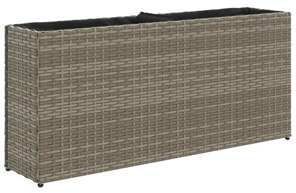 VidaXL 2 db szürke polyrattan kerti ültetőláda 2 cseréppel 90x20x40 cm