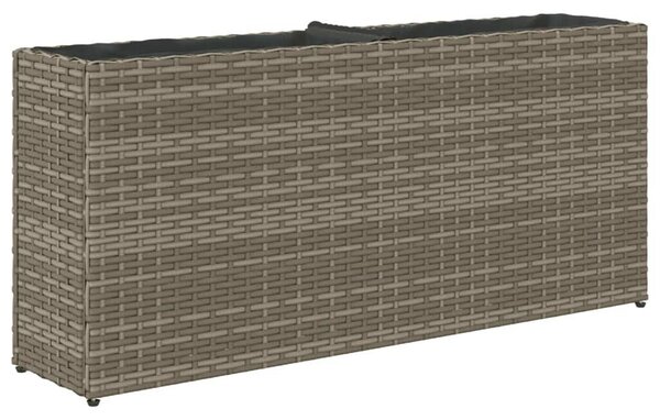 VidaXL 2 db szürke polyrattan kerti ültetőláda 2 cseréppel 90x20x40 cm