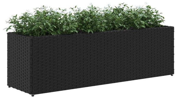 2 db fekete polyrattan kerti ültetőláda 3 cseréppel 105x30x32cm