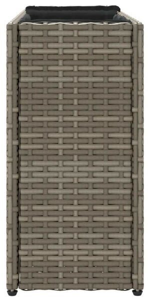 VidaXL 2 db szürke polyrattan kerti ültetőláda 2 cseréppel 90x20x40 cm