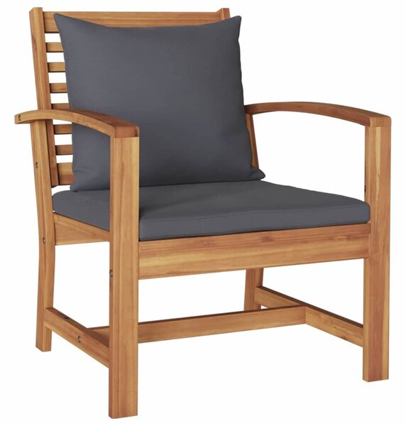 VidaXL Szék 2 pcs Barna és sötétszürke 65 x 60 x 76,5 cm Tömör Teakfa