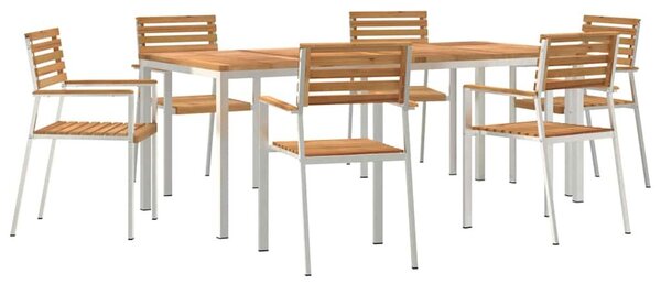 VidaXL Kert étkező szett 7 pcs Tömör teakfa és rozsdamentes acél