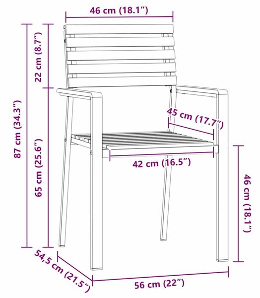 VidaXL Kert étkező szett 7 pcs Tömör teakfa és rozsdamentes acél
