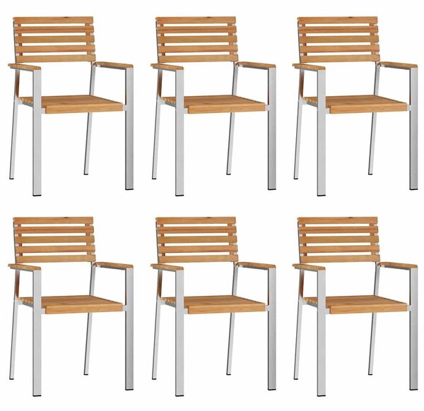 VidaXL Kert étkező szett 7 pcs Tömör teakfa és rozsdamentes acél