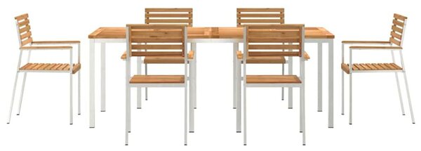 VidaXL Kert étkező szett 7 pcs Tömör teakfa és rozsdamentes acél