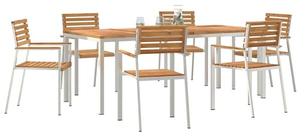 VidaXL Kert étkező szett 7 pcs Tömör teakfa és rozsdamentes acél