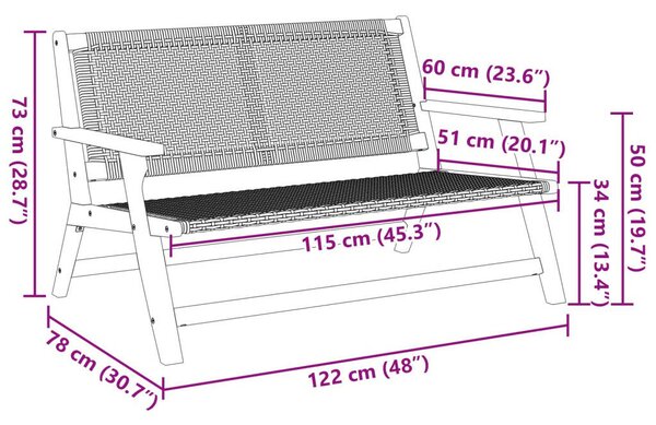 Kerti Pad Bézs 122x76x73.5 cm Tömör akácfából