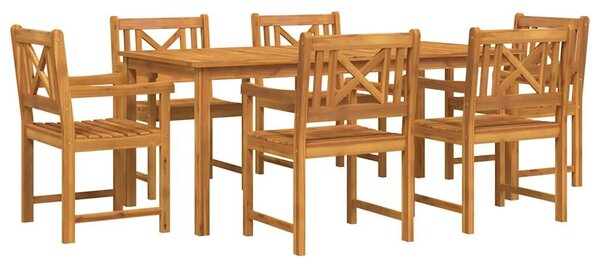 VidaXL Kert étkező szett 7 pcs Barna Tömör Akácfa