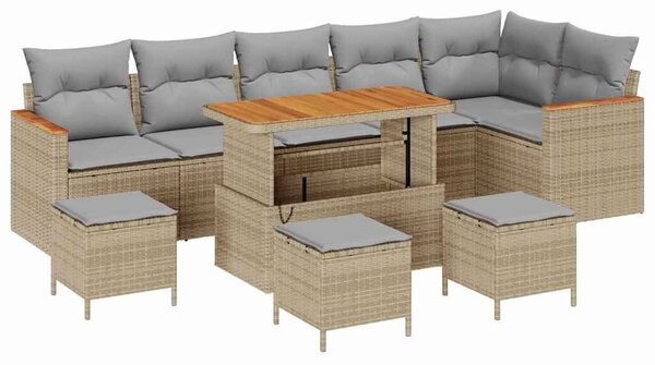 VidaXL Kerti Kanapé Szett 10 pcs Bézs polirattan