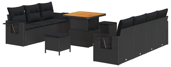 VidaXL Kerti Kanapé Szett párnával tárolóval 10 pcs Fekete